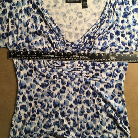 INC INTERNATIONAL CONCEPTS Cap Sleeve Pullover Top, Blue/White print, Size P/L - Picture 4 of 8